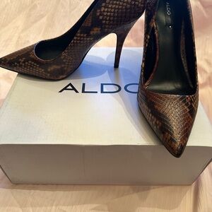 ALDO Women's Brown Snake Print Heels
